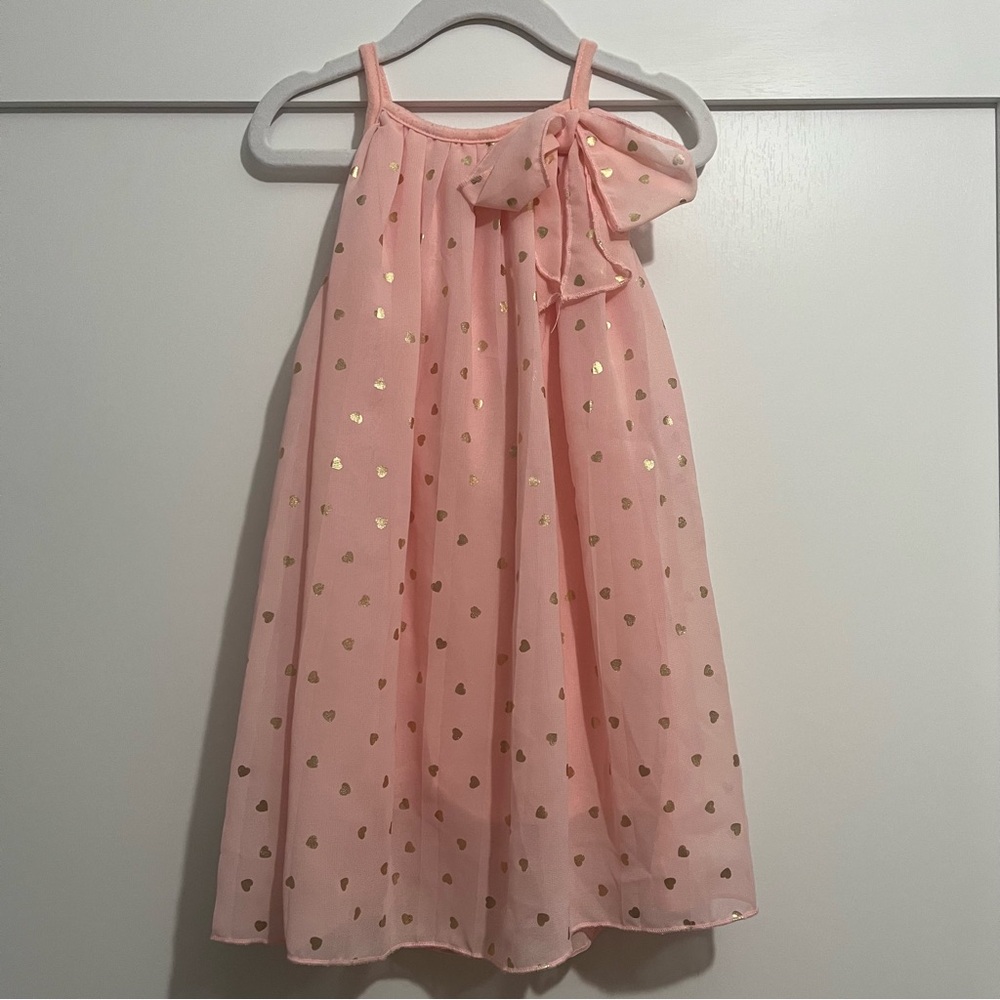 Epic Threads Gold Heart Pink Sheer Toddler Girl 3T Summer Dress